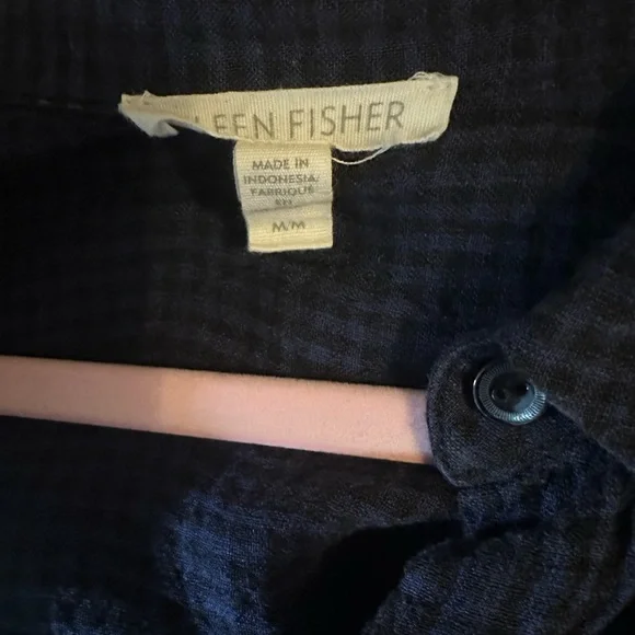 Eileen Fisher Navy Button-Up Shirt Dress - Picture 5 of 6